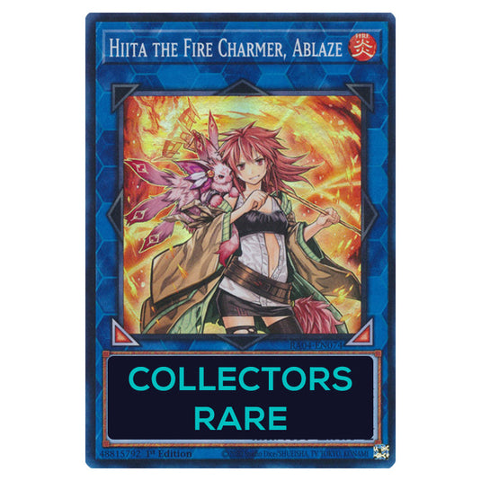 Hiita the Fire Charmer, Ablaze RA04-EN074-CR card from the Yu-Gi-Oh! set Quarter Century Stampede