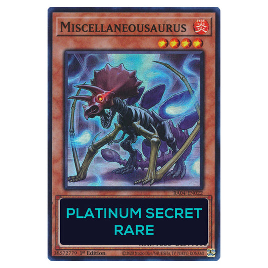 Miscellaneousaurus RA04-EN022-PSR card from the Yu-Gi-Oh! set Quarter Century Stampede