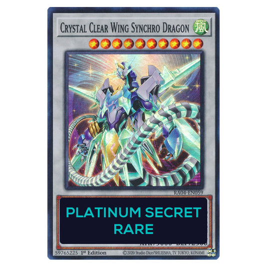 Crystal Clear Wing Synchro Dragon RA04-EN059-PSR card from the Yu-Gi-Oh! set Quarter Century Stampede
