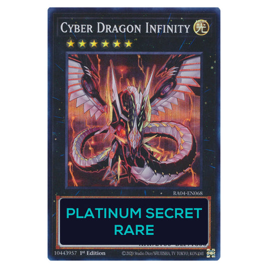 Cyber Dragon Infinity RA04-EN068-PSR card from the Yu-Gi-Oh! set Quarter Century Stampede