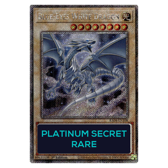 Blue-Eyes White Dragon (7th Artwork) RA04-EN108a-PSR card from the Yu-Gi-Oh! set Quarter Century Stampede