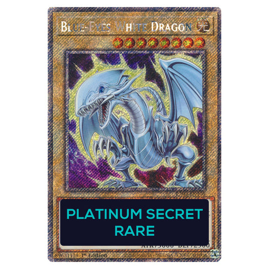 Blue-Eyes White Dragon (8th Artwork) RA04-EN108b-PSR card from the Yu-Gi-Oh! set Quarter Century Stampede