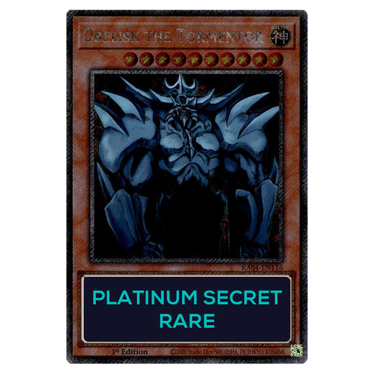 Obelisk the Tormentor RA04-EN116-PSR card from the Yu-Gi-Oh! set Quarter Century Stampede