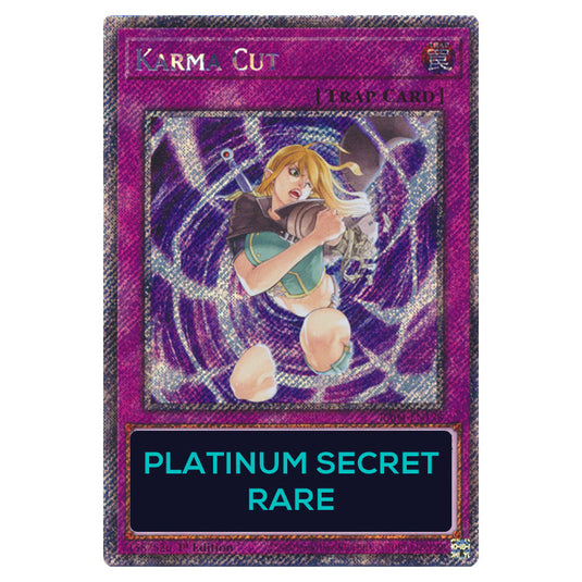 Karma Cut RA04-EN128-PSR card from the Yu-Gi-Oh! set Quarter Century Stampede