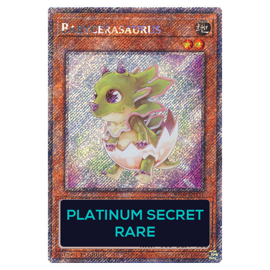 Babycerasaurus RA04-EN131-PSR card from the Yu-Gi-Oh! set Quarter Century Stampede