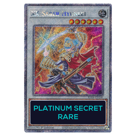XX-Saber Hyunlei RA04-EN140-PSR card from the Yu-Gi-Oh! set Quarter Century Stampede