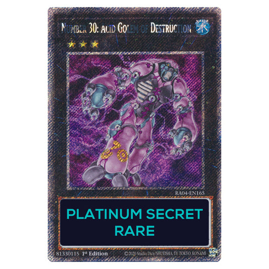 Number 30: Acid Golem of Destruction RA04-EN165-PSR card from the Yu-Gi-Oh! set Quarter Century Stampede