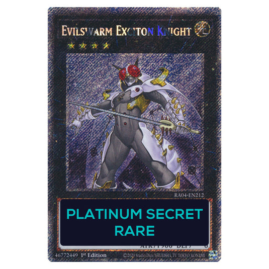 Evilswarm Exciton Knight RA04-EN212-PSR card from the Yu-Gi-Oh! set Quarter Century Stampede