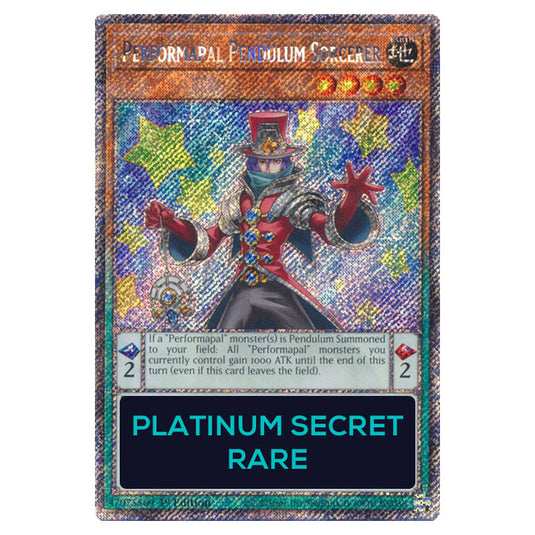 Performapal Pendulum Sorcerer RA04-EN242-PSR card from the Yu-Gi-Oh! set Quarter Century Stampede