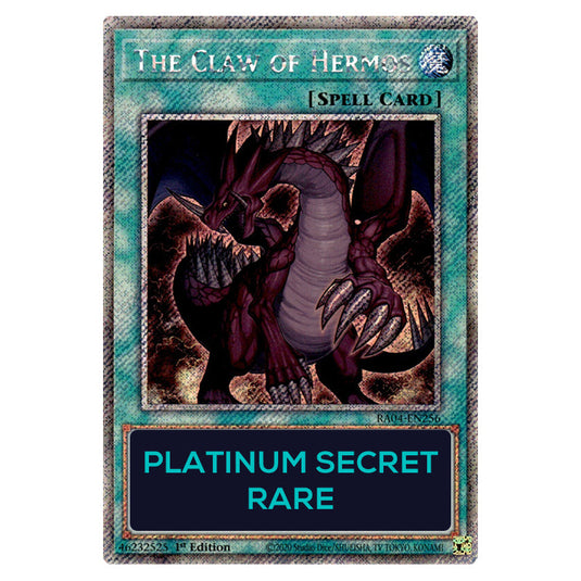 The Claw of Hermos RA04-EN256-PSR card from the Yu-Gi-Oh! set Quarter Century Stampede