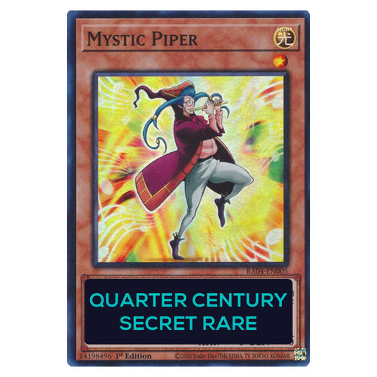 Mystic Piper RA04-EN005-QCSR card from the Yu-Gi-Oh! set Quarter Century Stampede