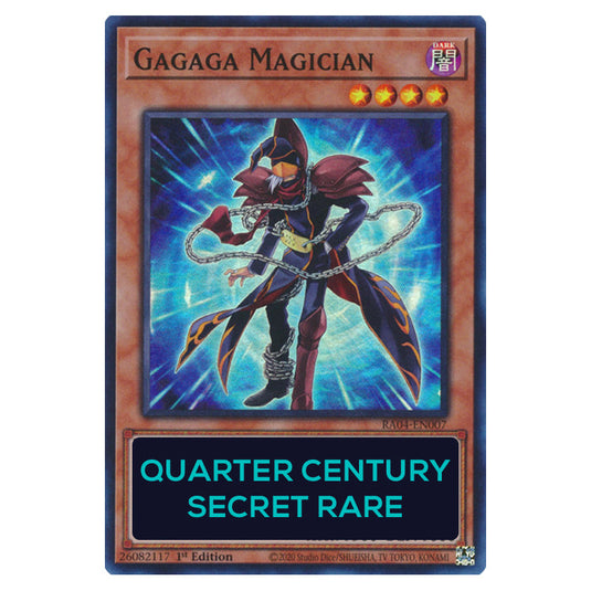 Gagaga Magician RA04-EN007-QCSR card from the Yu-Gi-Oh! set Quarter Century Stampede