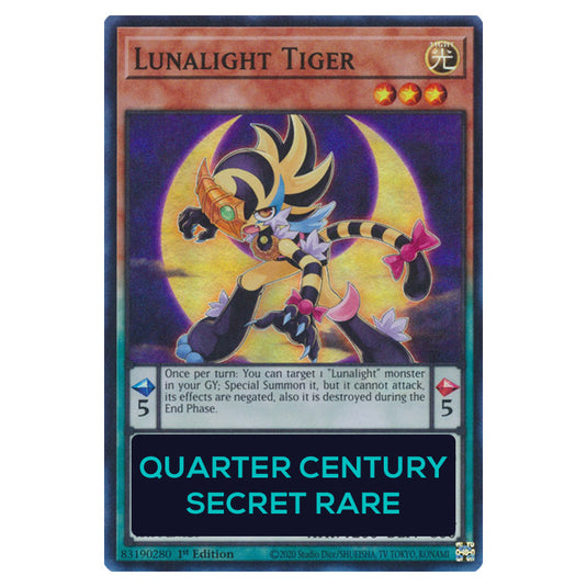 Lunalight Tiger RA04-EN020-QCSR card from the Yu-Gi-Oh! set Quarter Century Stampede
