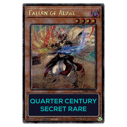 Fallen of Albaz (New Artwork) RA04-EN034-QCSR card from the Yu-Gi-Oh! set Quarter Century Stampede