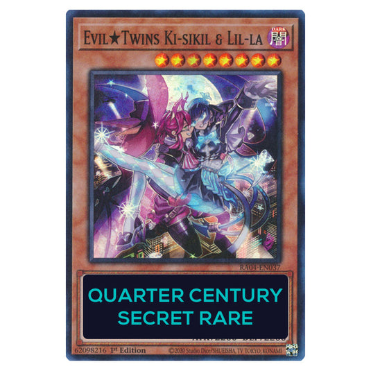 Evil★Twins Ki-sikil & Lil-la RA04-EN037-QCSR card from the Yu-Gi-Oh! set Quarter Century Stampede