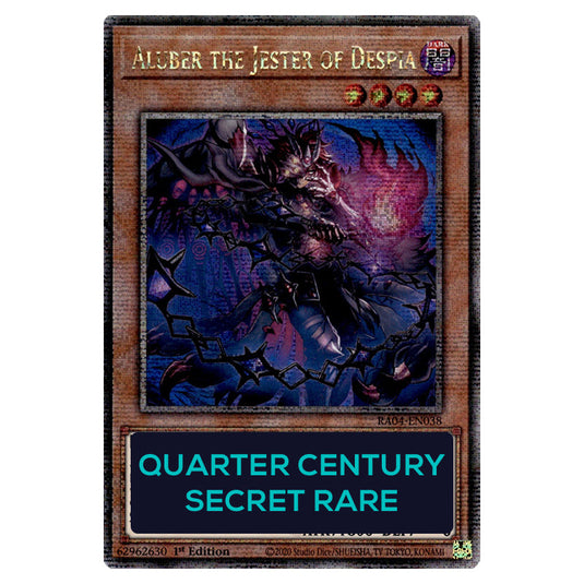 Aluber the Jester of Despia (New Artwork) RA04-EN038-QCSR card from the Yu-Gi-Oh! set Quarter Century Stampede