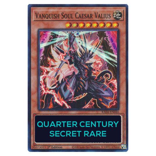 Vanquish Soul Caesar Valius RA04-EN046-QCSR card from the Yu-Gi-Oh! set Quarter Century Stampede