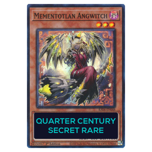 Mementotlan Angwitch RA04-EN048-QCSR card from the Yu-Gi-Oh! set Quarter Century Stampede