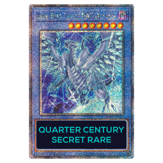 Blue-Eyes Chaos MAX Dragon (New Artwork) RA04-EN051-QCSR card from the Yu-Gi-Oh! set Quarter Century Stampede