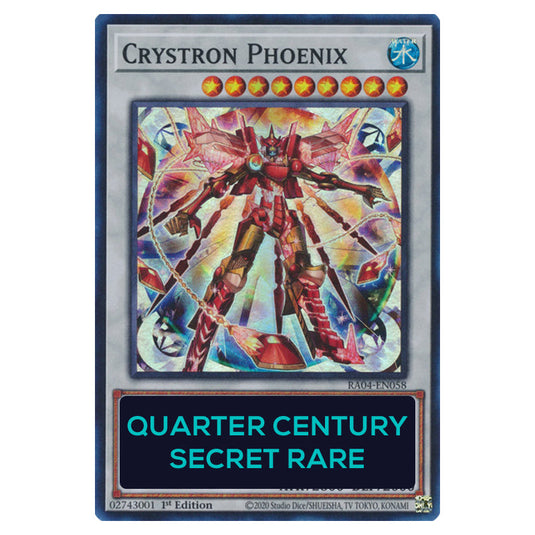 Crystron Phoenix RA04-EN058-QCSR card from the Yu-Gi-Oh! set Quarter Century Stampede