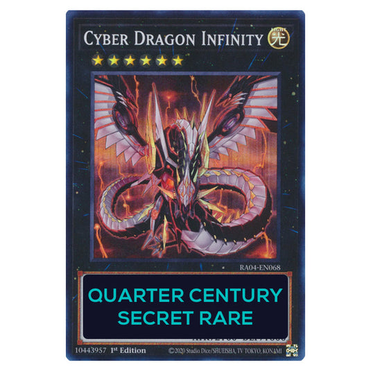 Cyber Dragon Infinity RA04-EN068a-QCSR card from the Yu-Gi-Oh! set Quarter Century Stampede