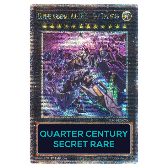 Divine Arsenal AA-ZEUS - Sky Thunder (New Artwork) RA04-EN070-QCSR card from the Yu-Gi-Oh! set Quarter Century Stampede