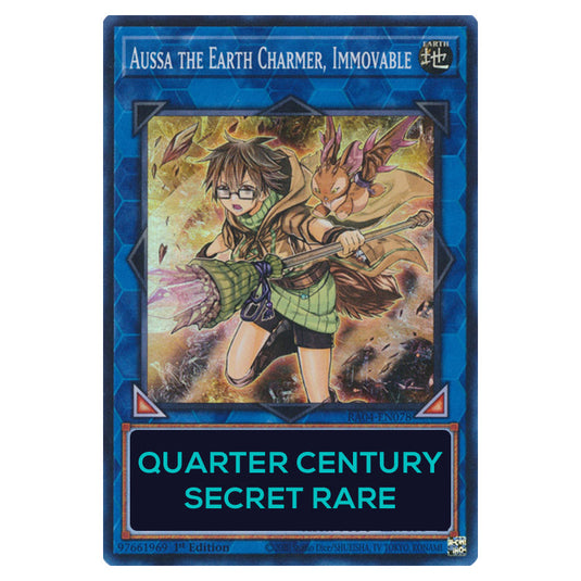 Aussa the Earth Charmer, Immovable RA04-EN078-QCSR card from the Yu-Gi-Oh! set Quarter Century Stampede