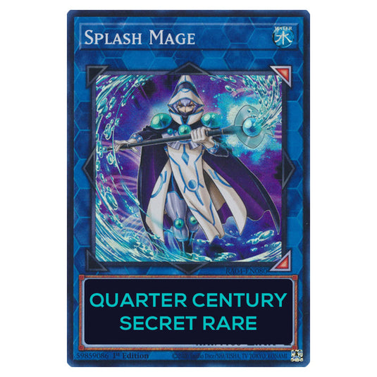 Splash Mage RA04-EN080-QCSR card from the Yu-Gi-Oh! set Quarter Century Stampede