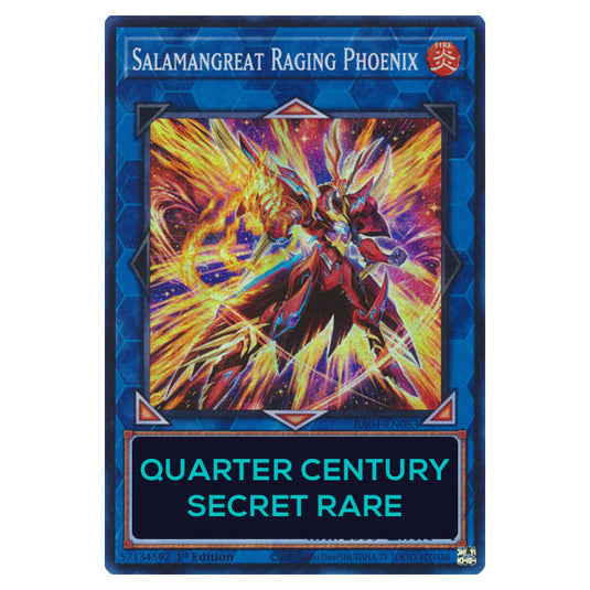 Salamangreat Raging Phoenix RA04-EN083-QCSR card from the Yu-Gi-Oh! set Quarter Century Stampede