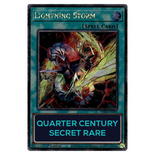 Lightning Storm (New Artwork) RA04-EN094-QCSR card from the Yu-Gi-Oh! set Quarter Century Stampede