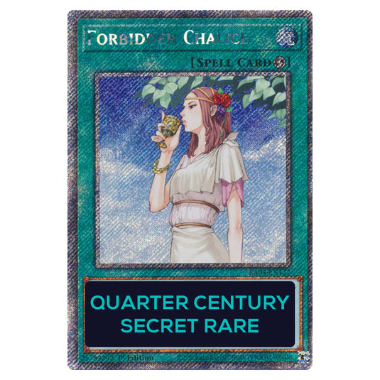 Forbidden Chalice RA04-EN137-QCSR card from the Yu-Gi-Oh! set Quarter Century Stampede