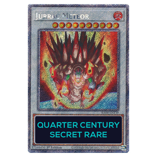 Jurrac Meteor RA04-EN139-QCSR card from the Yu-Gi-Oh! set Quarter Century Stampede