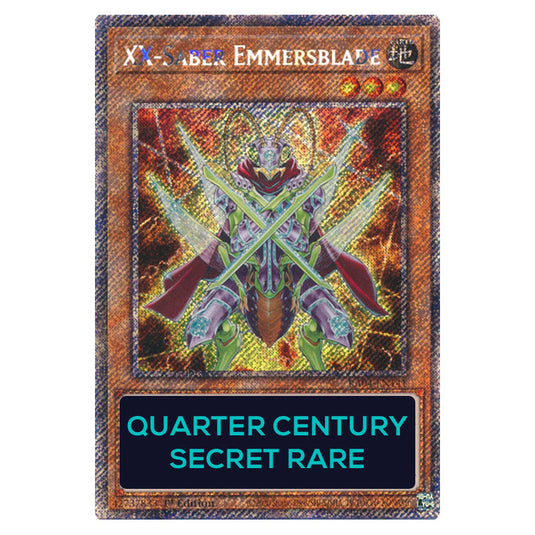XX-Saber Emmersblade RA04-EN141-QCSR card from the Yu-Gi-Oh! set Quarter Century Stampede