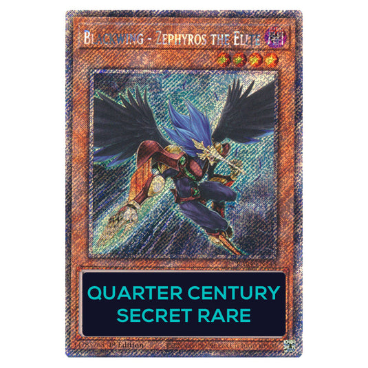 Blackwing - Zephyros the Elite RA04-EN145-QCSR card from the Yu-Gi-Oh! set Quarter Century Stampede