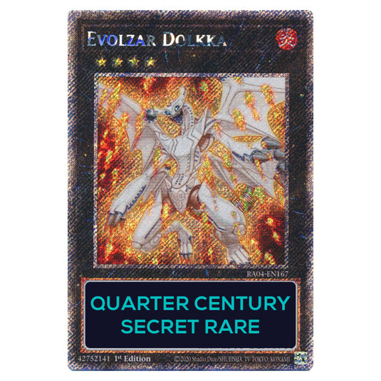 Evolzar Dolkka RA04-EN167-QCSR card from the Yu-Gi-Oh! set Quarter Century Stampede