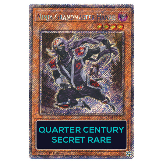 Ninja Grandmaster Hanzo RA04-EN173-QCSR card from the Yu-Gi-Oh! set Quarter Century Stampede