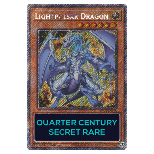 Lightpulsar Dragon RA04-EN176-QCSR card from the Yu-Gi-Oh! set Quarter Century Stampede