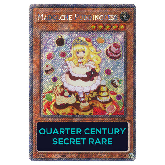 Madolche Puddingcess RA04-EN186-QCSR card from the Yu-Gi-Oh! set Quarter Century Stampede