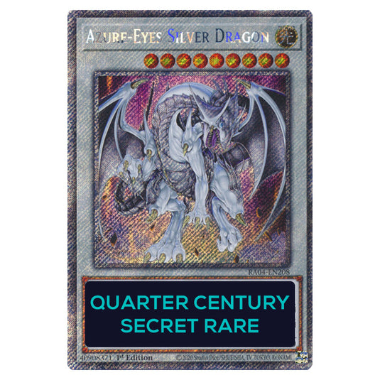 Azure-Eyes Silver Dragon RA04-EN208-QCSR card from the Yu-Gi-Oh! set Quarter Century Stampede
