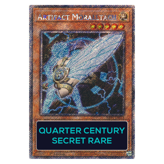 Artifact Moralltach RA04-EN214-QCSR card from the Yu-Gi-Oh! set Quarter Century Stampede