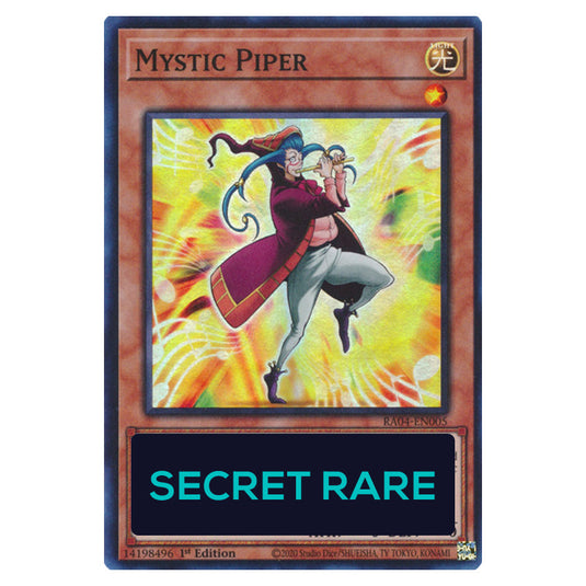 Mystic Piper RA04-EN005-SCR card from the Yu-Gi-Oh! set Quarter Century Stampede