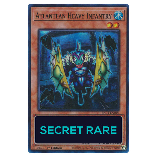 Atlantean Heavy Infantry RA04-EN010-SCR card from the Yu-Gi-Oh! set Quarter Century Stampede