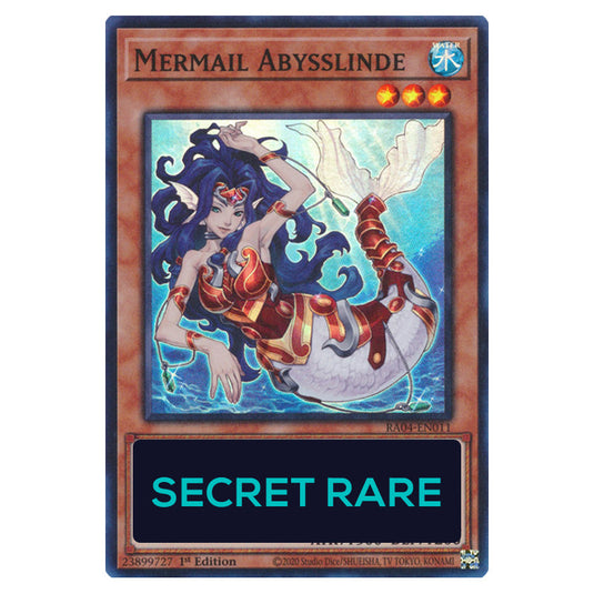 Mermail Abysslinde RA04-EN011-SCR card from the Yu-Gi-Oh! set Quarter Century Stampede