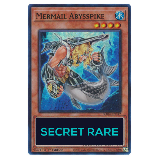 Mermail Abysspike RA04-EN012-SCR card from the Yu-Gi-Oh! set Quarter Century Stampede