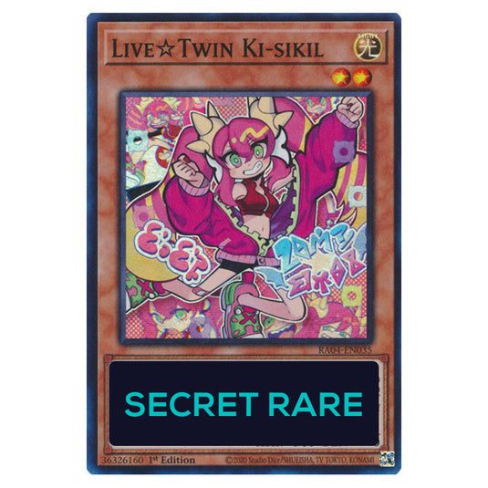 Live☆Twin Ki-sikil RA04-EN035-SCR card from the Yu-Gi-Oh! set Quarter Century Stampede