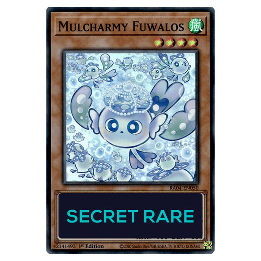 Mulcharmy Fuwalos RA04-EN050-SCR card from the Yu-Gi-Oh! set Quarter Century Stampede