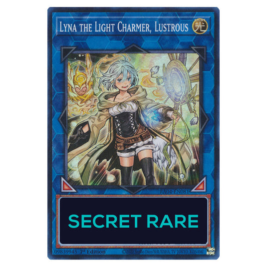 Lyna the Light Charmer, Lustrous RA04-EN081-SCR card from the Yu-Gi-Oh! set Quarter Century Stampede