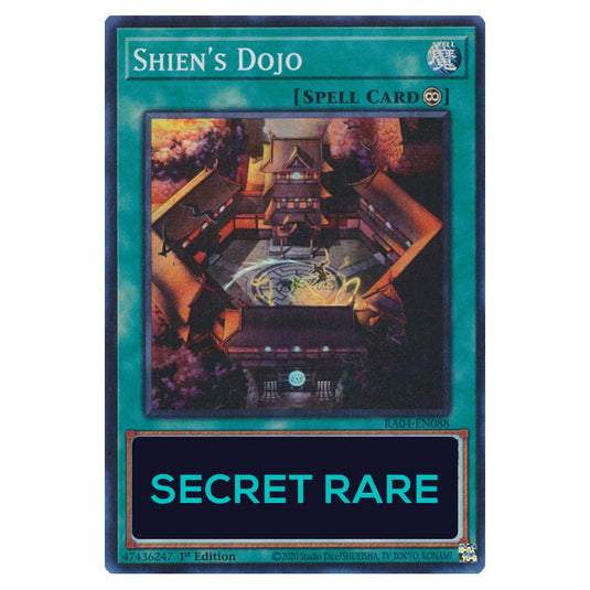 Shien's Dojo RA04-EN088-SCR card from the Yu-Gi-Oh! set Quarter Century Stampede
