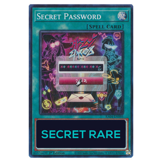 Secret Password RA04-EN095-SCR card from the Yu-Gi-Oh! set Quarter Century Stampede