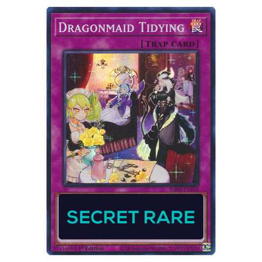 Dragonmaid Tidying RA04-EN102-SCR card from the Yu-Gi-Oh! set Quarter Century Stampede